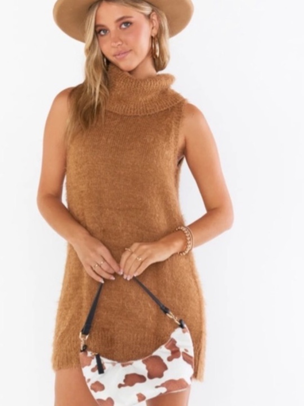 NWT Show Me Your Mumu Fauna Dress in Cognac Knit Sz L